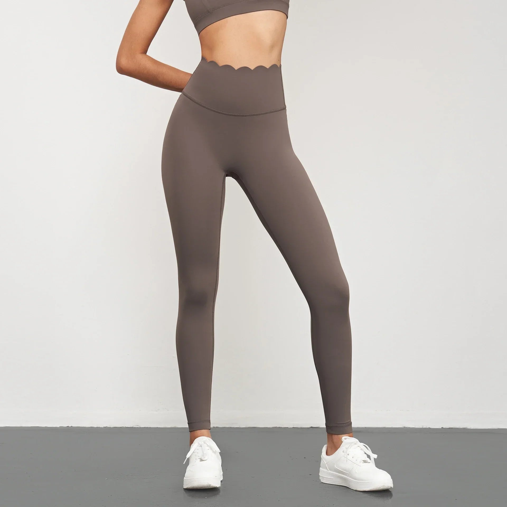 1/2/3Pcs Lycra Workout Sets Womens Seamless Gym Sportswear Shock-proof Sport Bra High Waist Yoga Pants Gym Leggings Tennis Skirt 1pc Pants-KhakiBrown