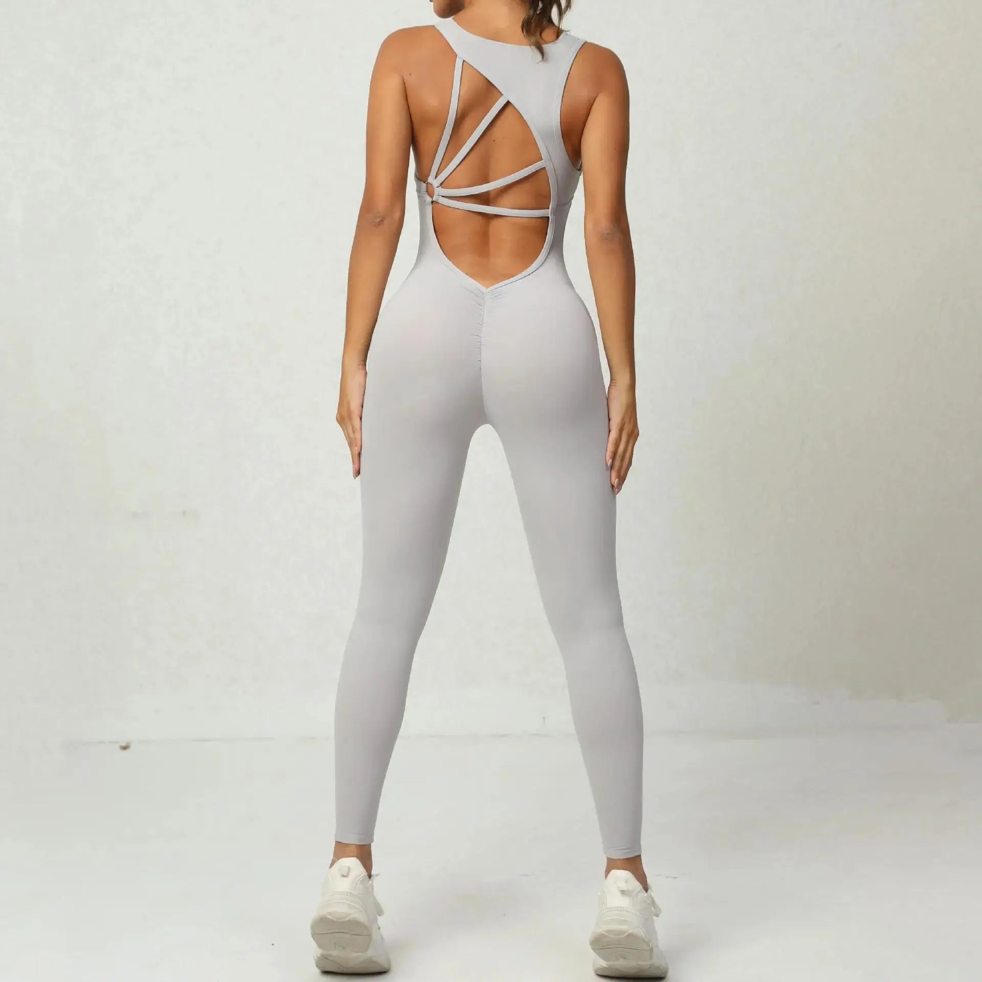 Sportswear Woman Gym Fitness Overalls Lycra Sporty Jumpsuit Women NEW Sport Set Women Yoga Clothes One Piece Outfit Purple Red Light Grey