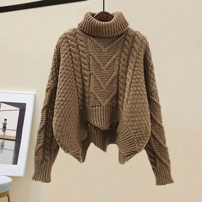 Spring and Autumn Set Women's New Waist Shrinking and Age Reducing Knitted Shirt Top Hanging Dress Two Piece Set Coffee Sweater