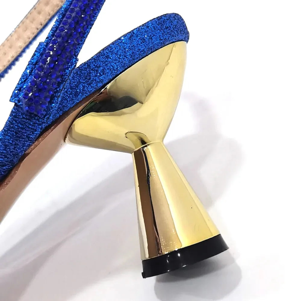 Italian Shoes Women Luxury Rhinestone Crystal Pumps Fashion Slippers Sandals Party High Heels Wedding Shoes Bride