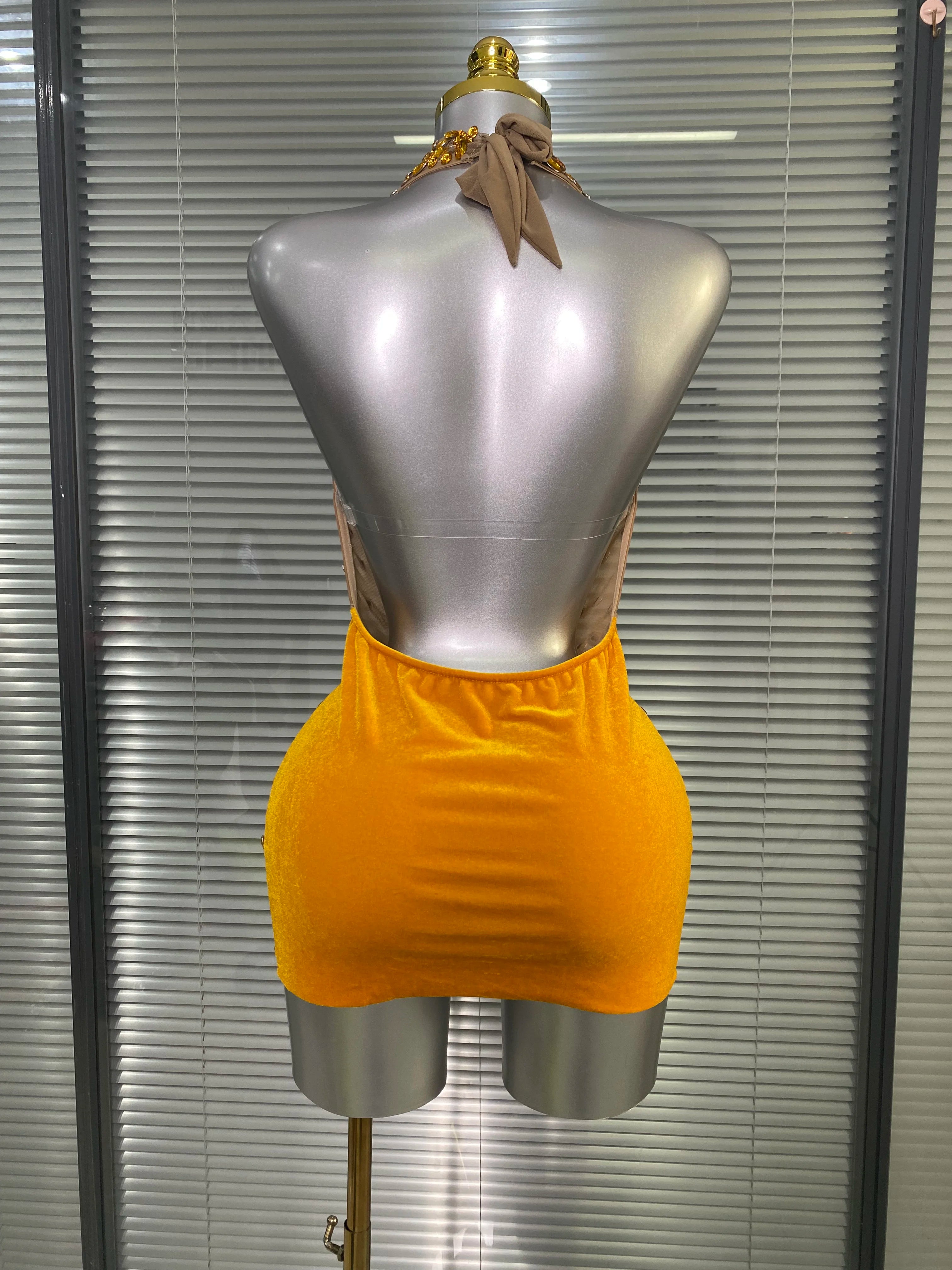 Celebrity New Women Sexy Transparent Mesh Backless Gold Black Costume Stage Dancer Singer Night Club Mini Party Dress