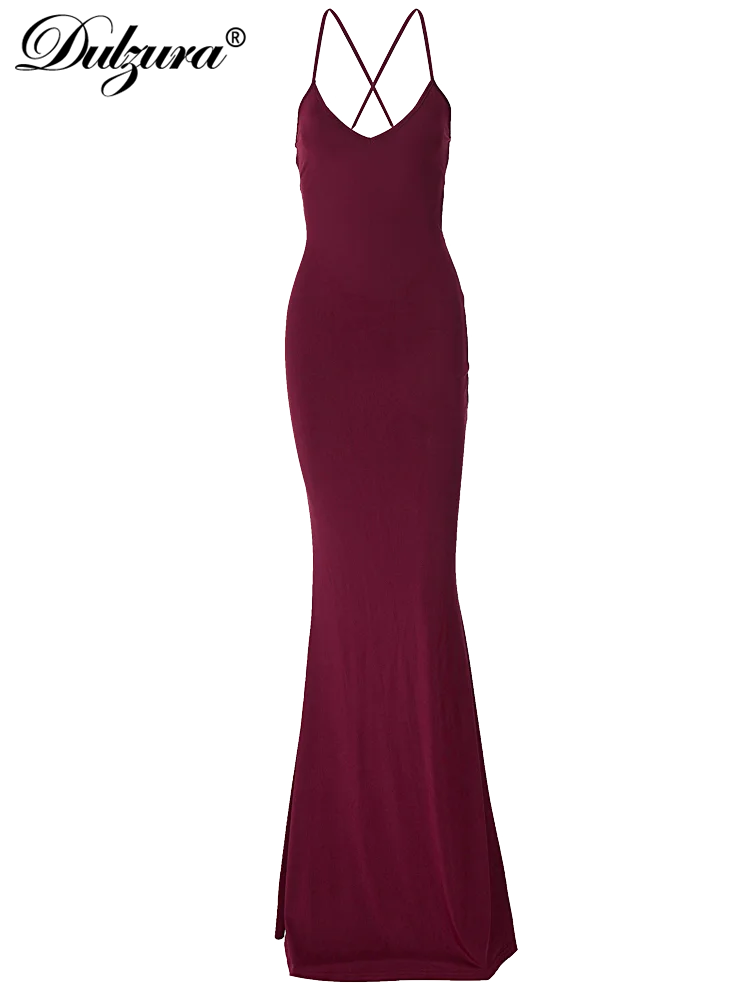 Dulzura Solid Backless Ruched Sleeveless Maxi Dress 2024 Summer For Women Sexy Y2K Bodycon Skinny Party Clubwear Bandage Elegant