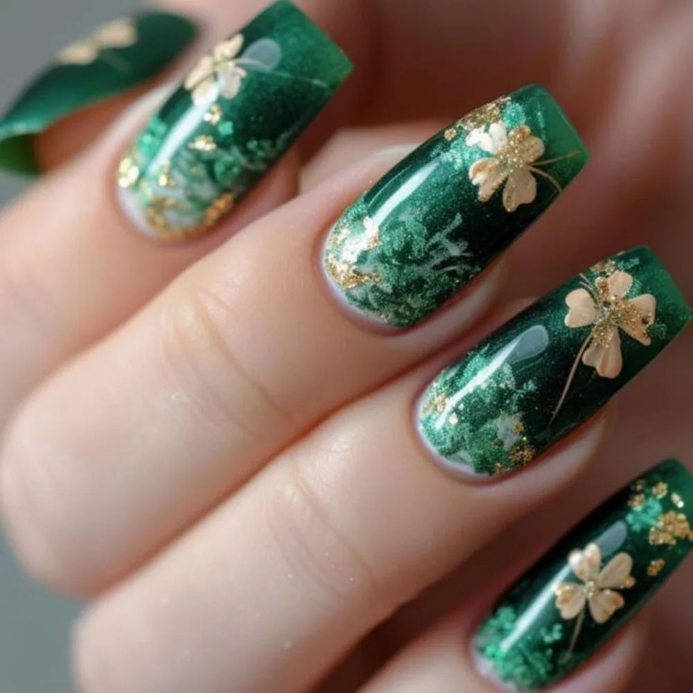 24pcs/set short medium long fake nails for Spring summer season gradient peach flowers butterfly heart press on false nail art