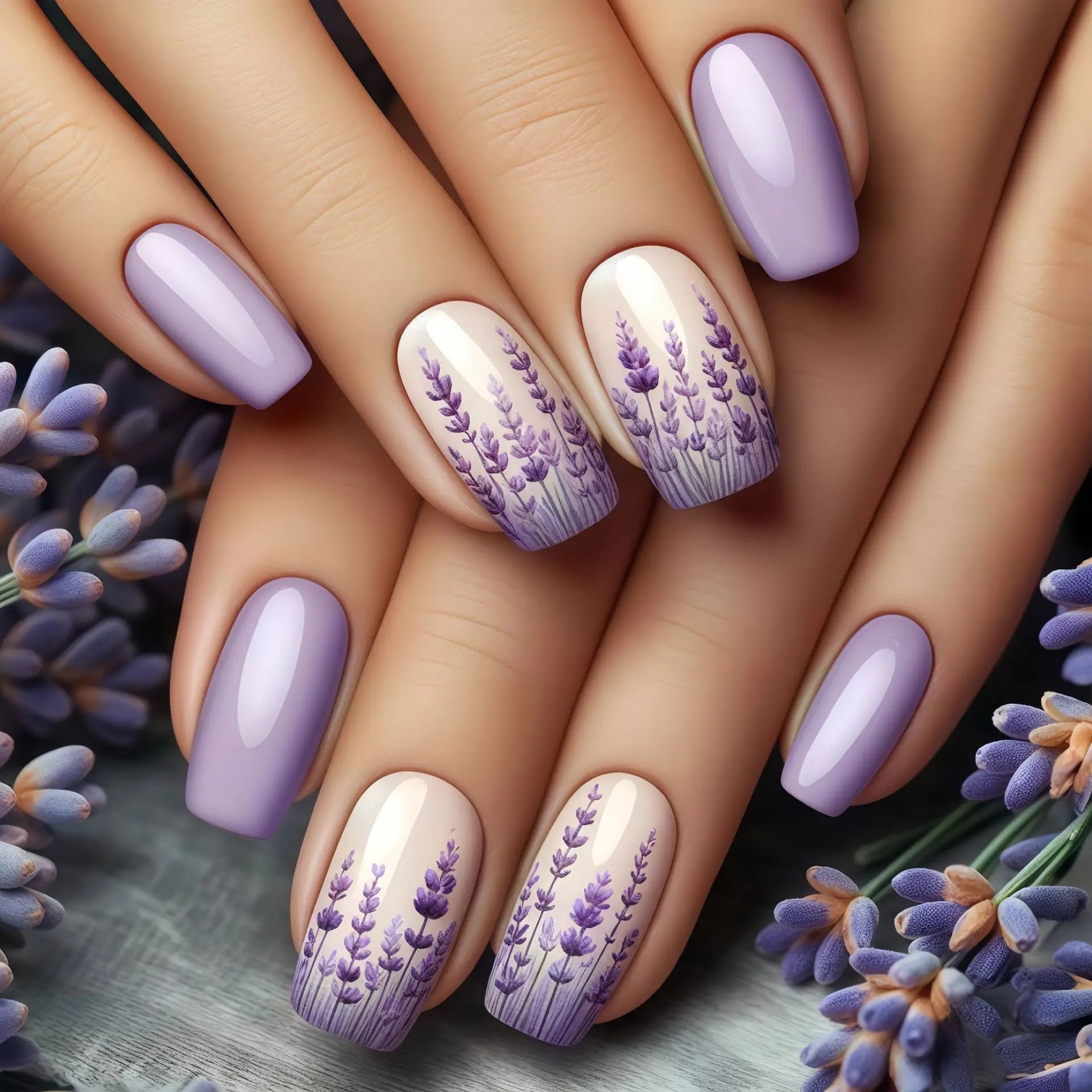 24pcs/set Court Moyen faux ongles pour le printemps été belles fleurs colorées abeilles faux ongles conseils appuyez sur faux nail art