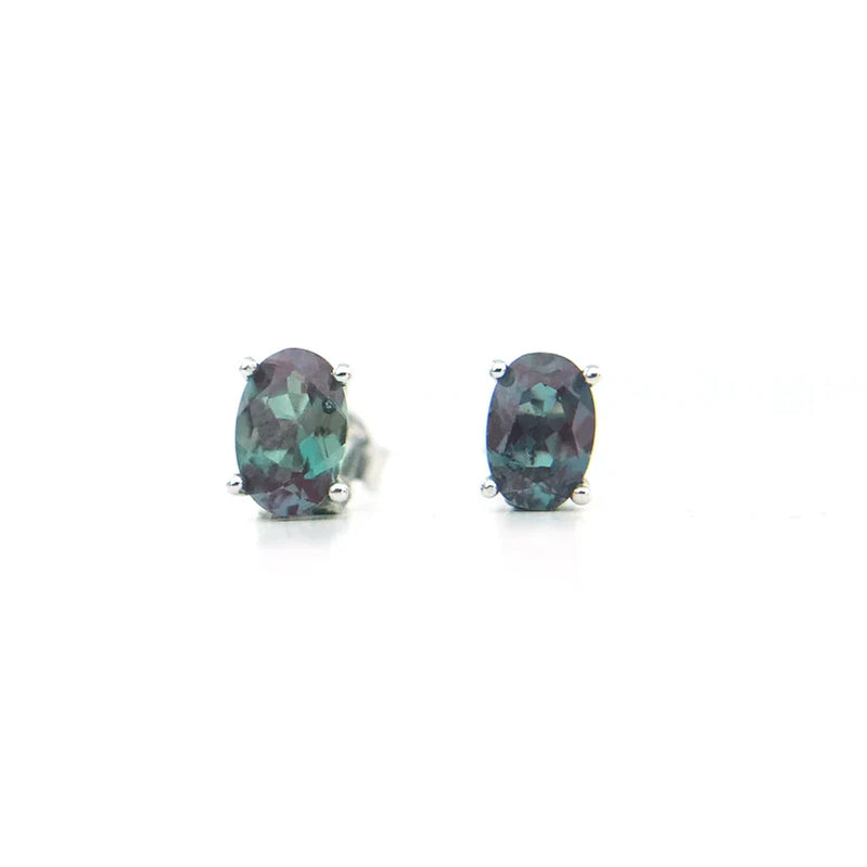 CSJ Elegate Lab Grown Alexandrite Earrings Sterling 925 Silver Created Gemstone for Women Birthday Christmas Black Friday Gift WHITE