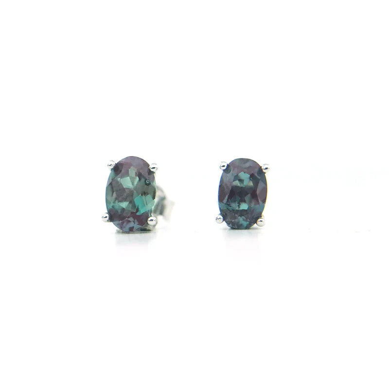 CSJ Elegate Lab Grown Alexandrite Earrings Sterling 925 Silver Created Gemstone for Women Birthday Christmas Black Friday Gift WHITE