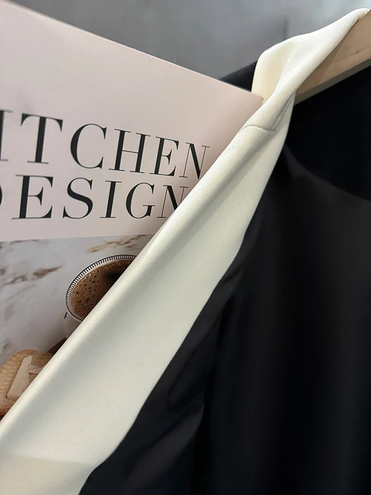 LANMREM Patchwork Design Niche Blazer For Women Color Block Single Breasted Office Lady Fashion Coat Clothing New 2DA5205