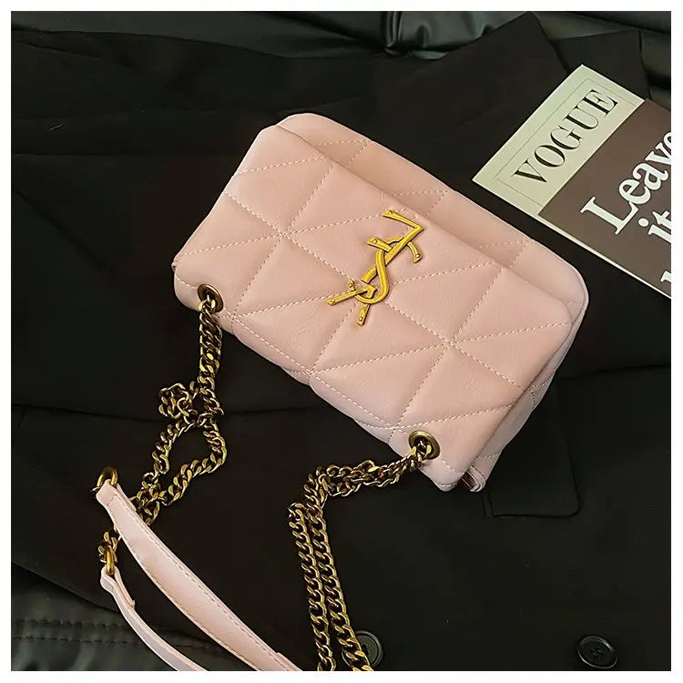 2025 Korean Style Quilted Bag, Soft Leather Crossbody Purse for Women, Chain Strap Shoulder Bag, Chic & Versatile