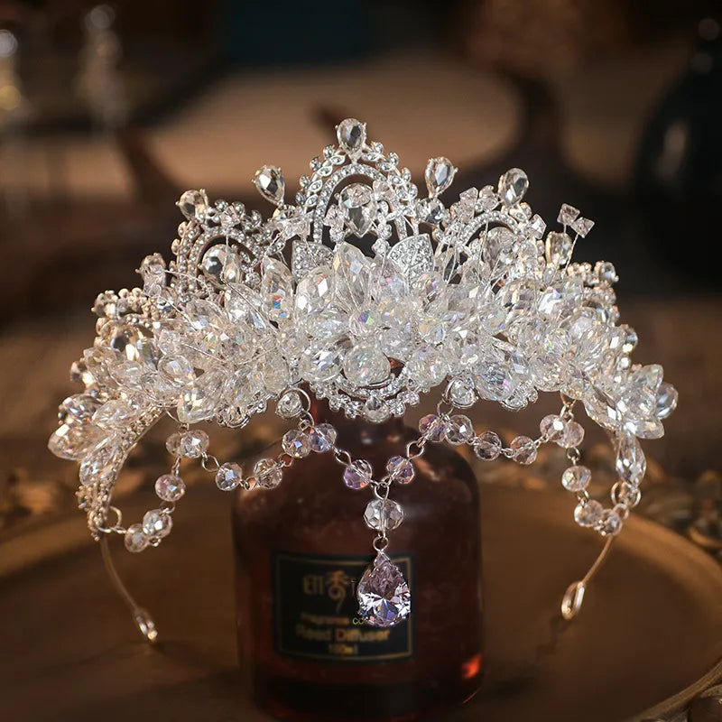 Baroque Luxury Crystal Bridal Tiaras Cubic Zircon Crown Rhinestone Pageant Diadem Headpieces Wedding Hair Accessories