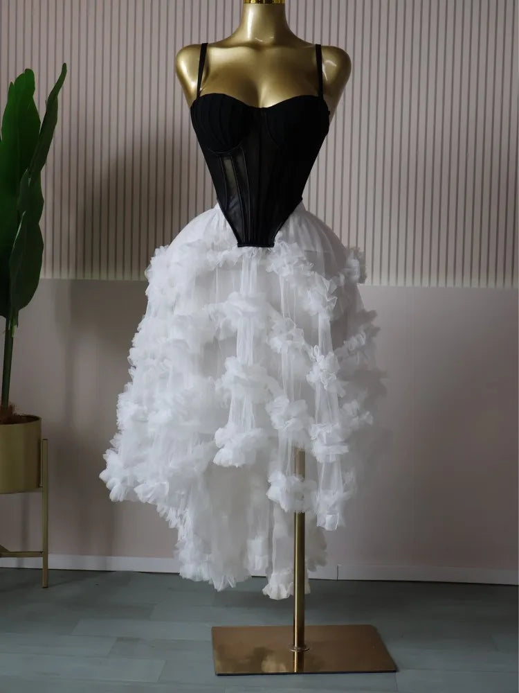 CM.YAYA Women's Dress Set Tunic Irregular Crop Top and Irregular Ball Gown Maxi Long Skirt Suit 2025 Two 2 Piece Set Outfits