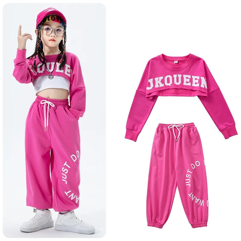 Girls Jazz Dance Performance Dress Girls Hip-hop Suit Cool Belly Button Exposed Clothing Children's Hip-hop Fashion Clothes 829-827 suit