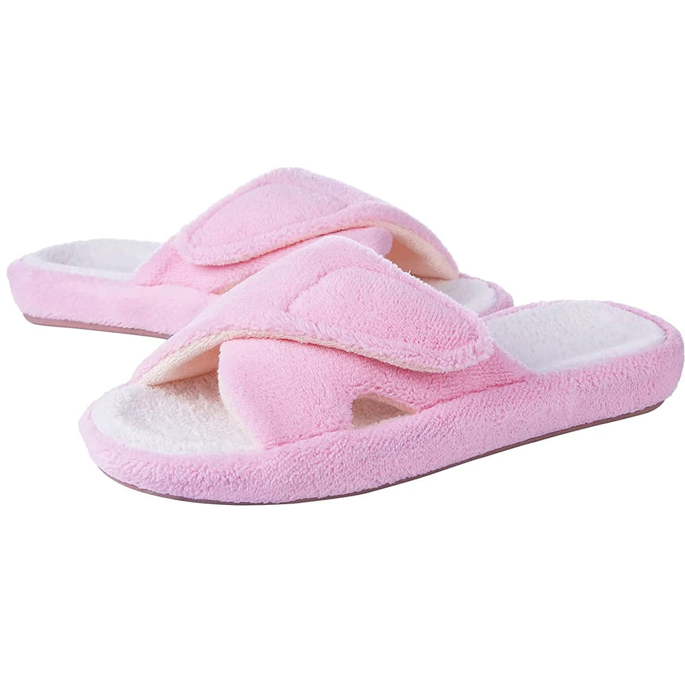Indoor Warm Plush Slippers For Women Classic Fashion Open Toe House Slippers Women Fuzzy Bedroom Soft Cozy Slippers Pink