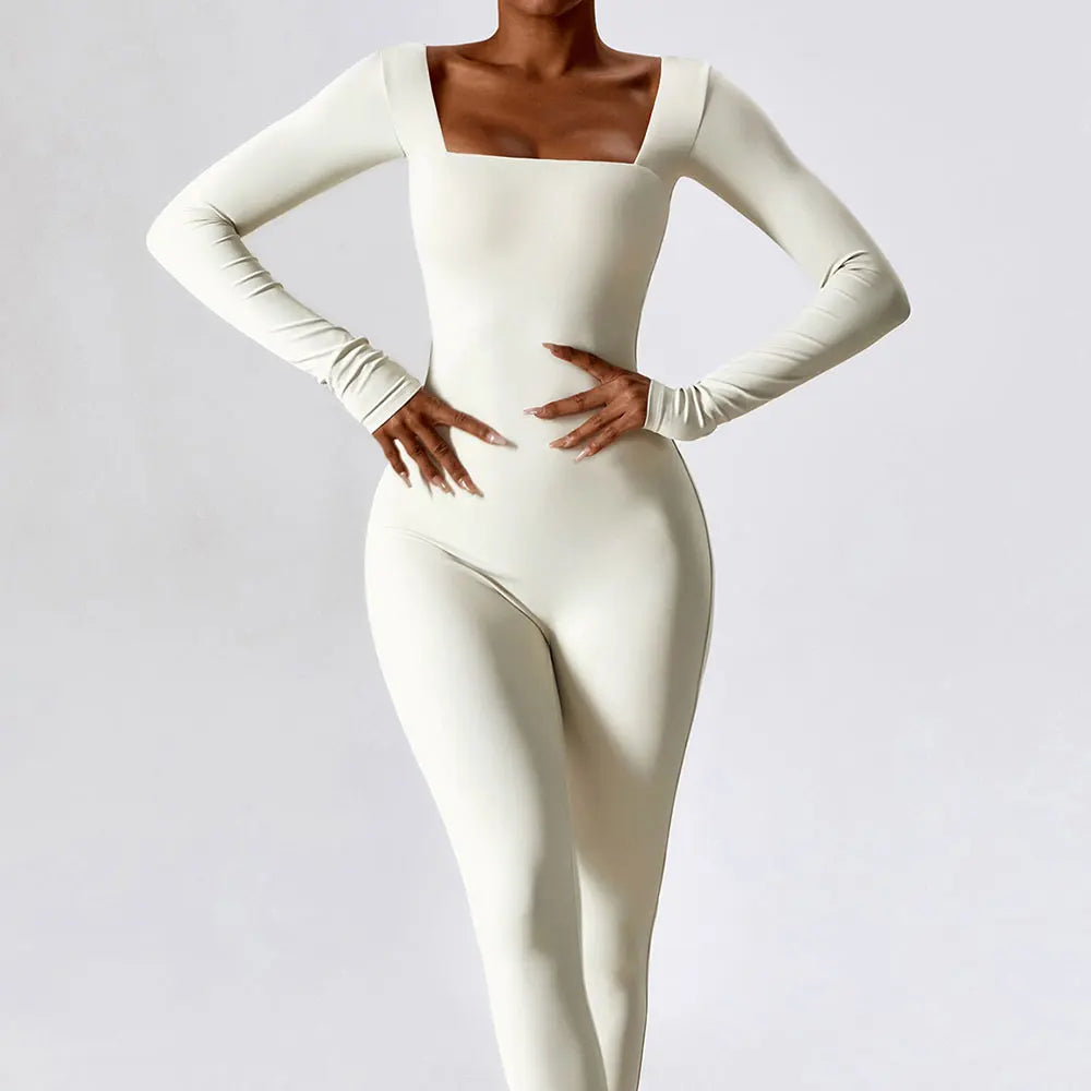 Women's Tracksuit Jumpsuit Sportswear Long Sleeved Yoga Suit Gym Push Ups Fitness Workout Bodysuit Quick Drying Yoga One Piece
