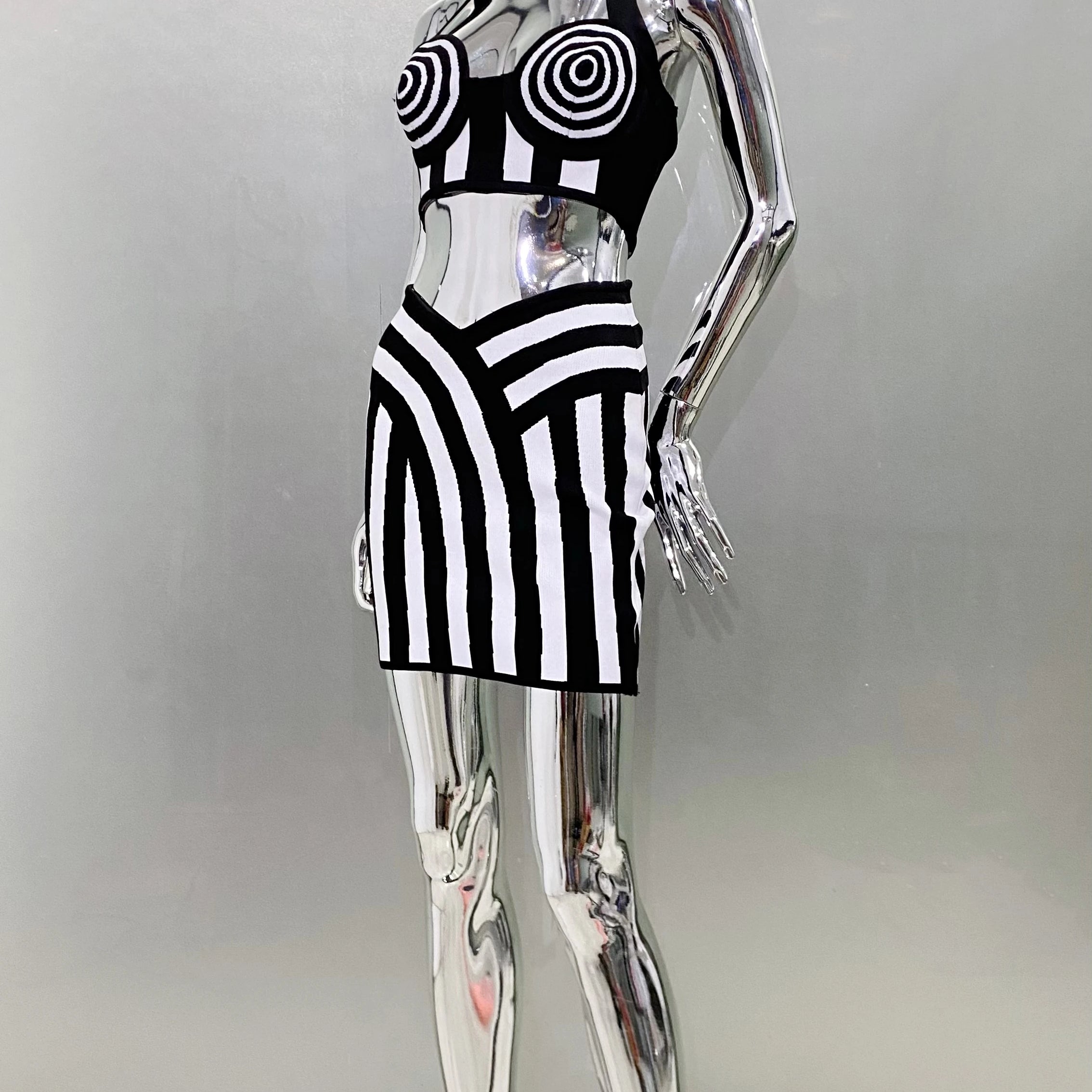 Summer Women Sexy Halter Off the Shoulder 2 Pieces Bodycon Mini Bandage Dress Nightclub Party Celebrate Birthday Wear