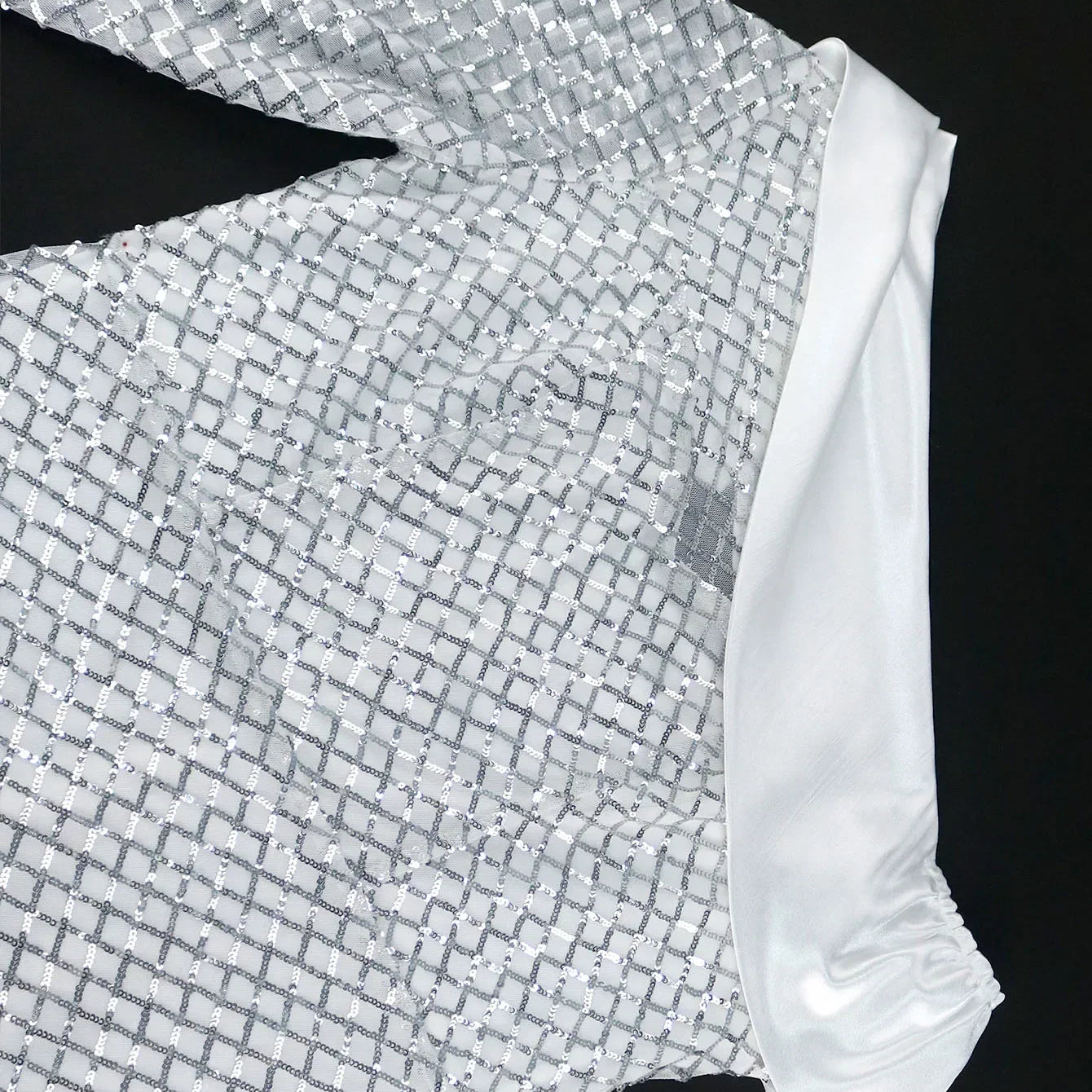 Women White Dress Sequined Plaid Bodycon Irregular Sleeves Lining Off Shoulder Occasion Gowns African Female Birthday Plus Size