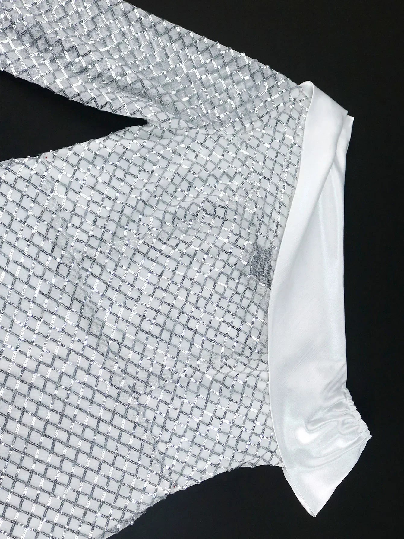 Women White Dress Sequined Plaid Bodycon Irregular Sleeves Lining Off Shoulder Occasion Gowns African Female Birthday Plus Size