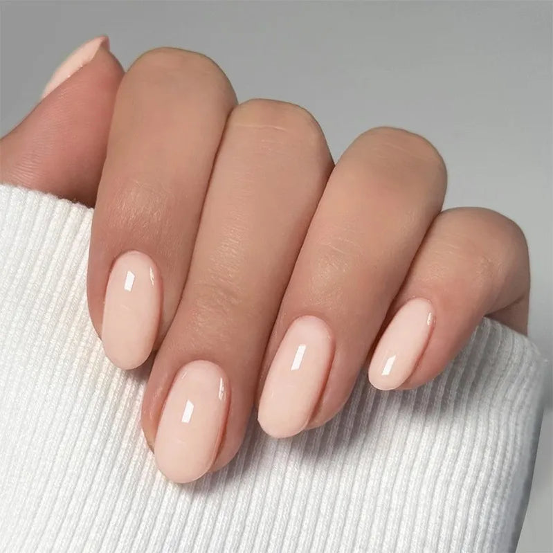 24Pcs Solid Color Press on Nails with Jelly Glue Short Round Head False Nails Colorful Summer Fake Nail Art Reusable Nail Tips