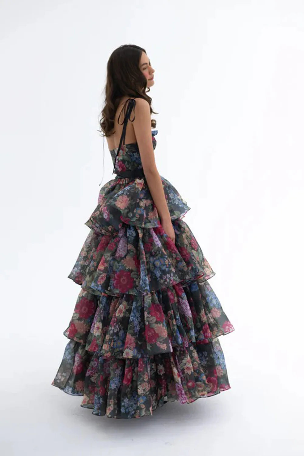 New Summer Women Sleeveless Sexy Strap Keyholes Ruffles Long Maxi Dress Girls' Vacation Celebrate Birthday Party Outfit