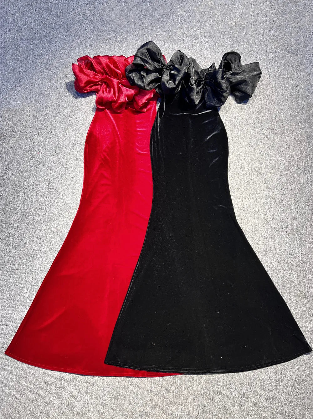 Black Winered Color Women Sexy Off the Shoulder Ruffles Bodycon Velvet Maxi Dress Wedding Party Mermaid Cocktail Outfit