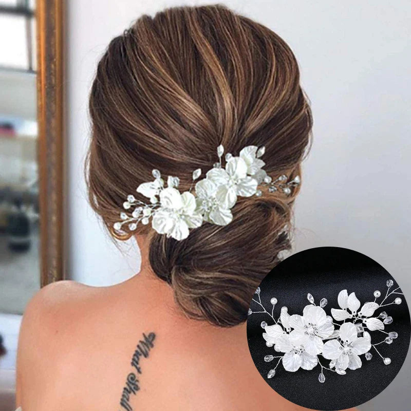 Crystal Pearl Wedding Hair Combs Hair Accessories for Bridal Hair Clips Pin Accessories Jewelry Handmade Women Head Ornaments 1PCS QB176