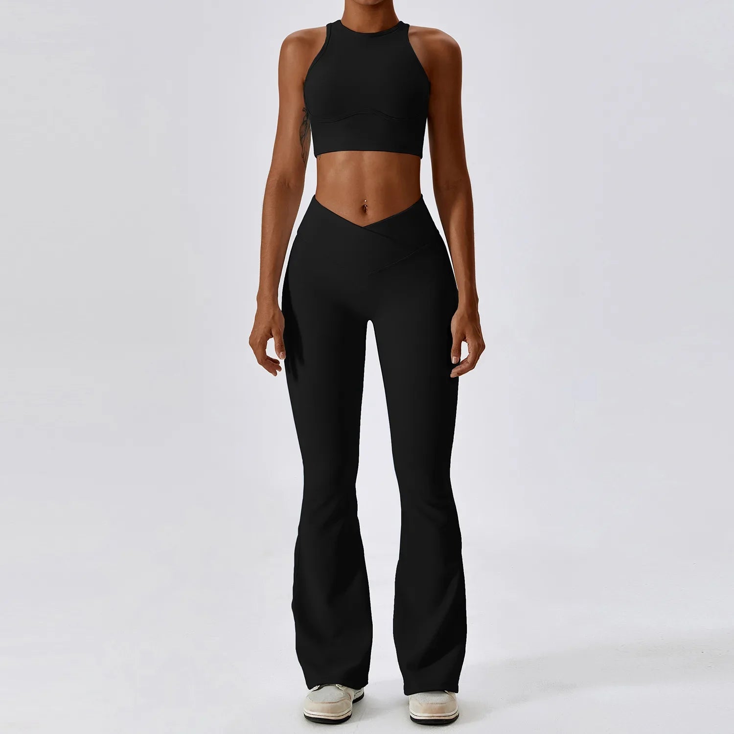 2PCS Seamless Yoga Set Gym Clothes Sportswear Yoga Suits For Women Fitness Rib Tracksuits Sports Bra Gym Leggings Sports Suits Advanced Black Set-3 CHINA