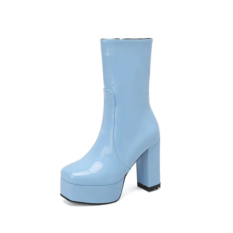 SIMLOVEYO Fashion Women Boots Toe Ultrahigh Chunky Heels 11.5cm Platform 4cm Big Size 41 42 43 Mature Booty