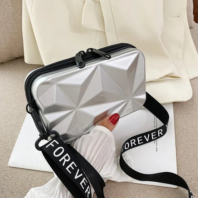 Luxury Hand Bags For Women 2023 New Suitcase Shape Totes Fashion Mini Luggage Bag Women's Branded Trending Famous Clutch Box Bag A007-silver