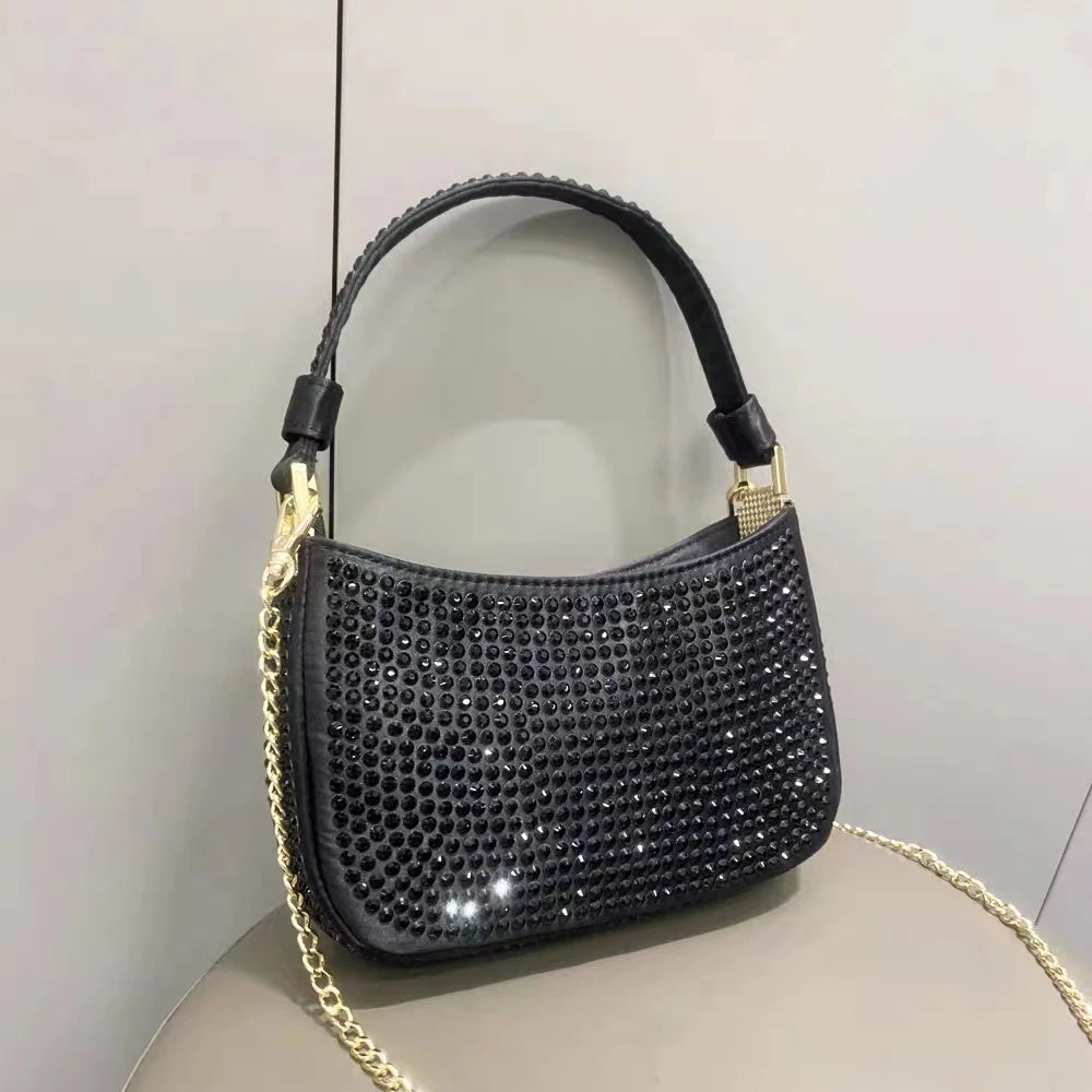 Fashion Purses For Women Luxury Designer Handbags Versatile Evening Clutch Bag Party Elegant Rhinestone Purse black CHINA