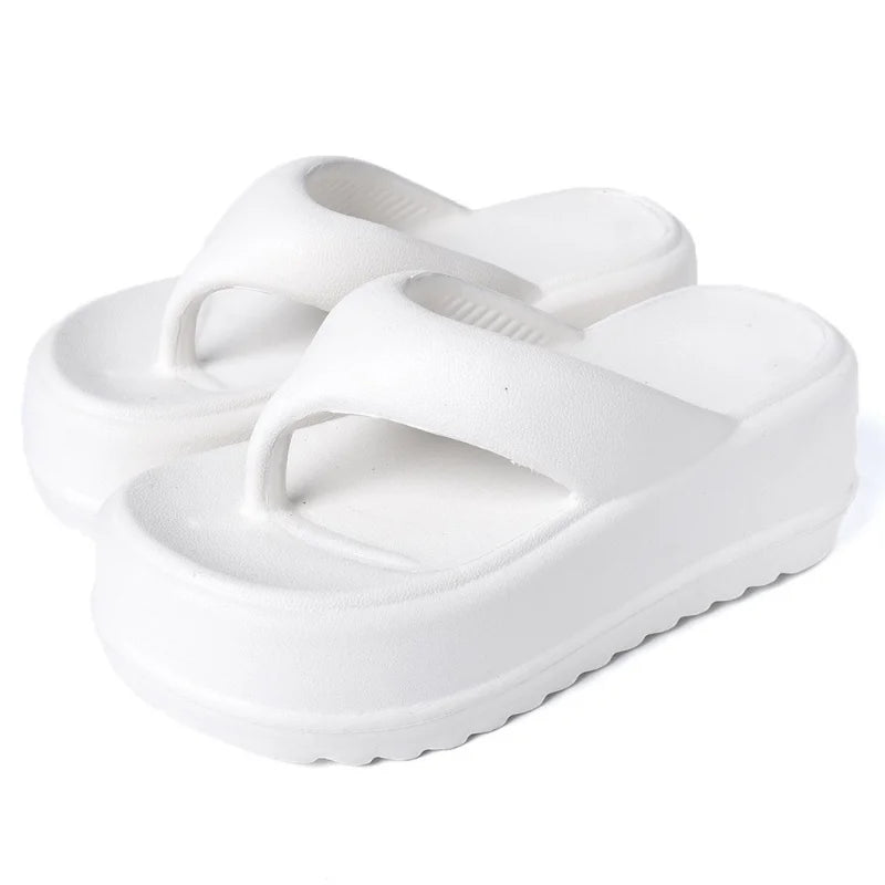 Summer Flat Slippers Women Leather Black White Flops Thick Sole Mules Casual Comfort Slides Woman White
