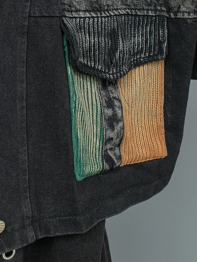 Spring Autumn New Trendy Cool Personality Distressed Long Sleeved Denim Jacket + Harem Pants Two-piece Set Women LX154