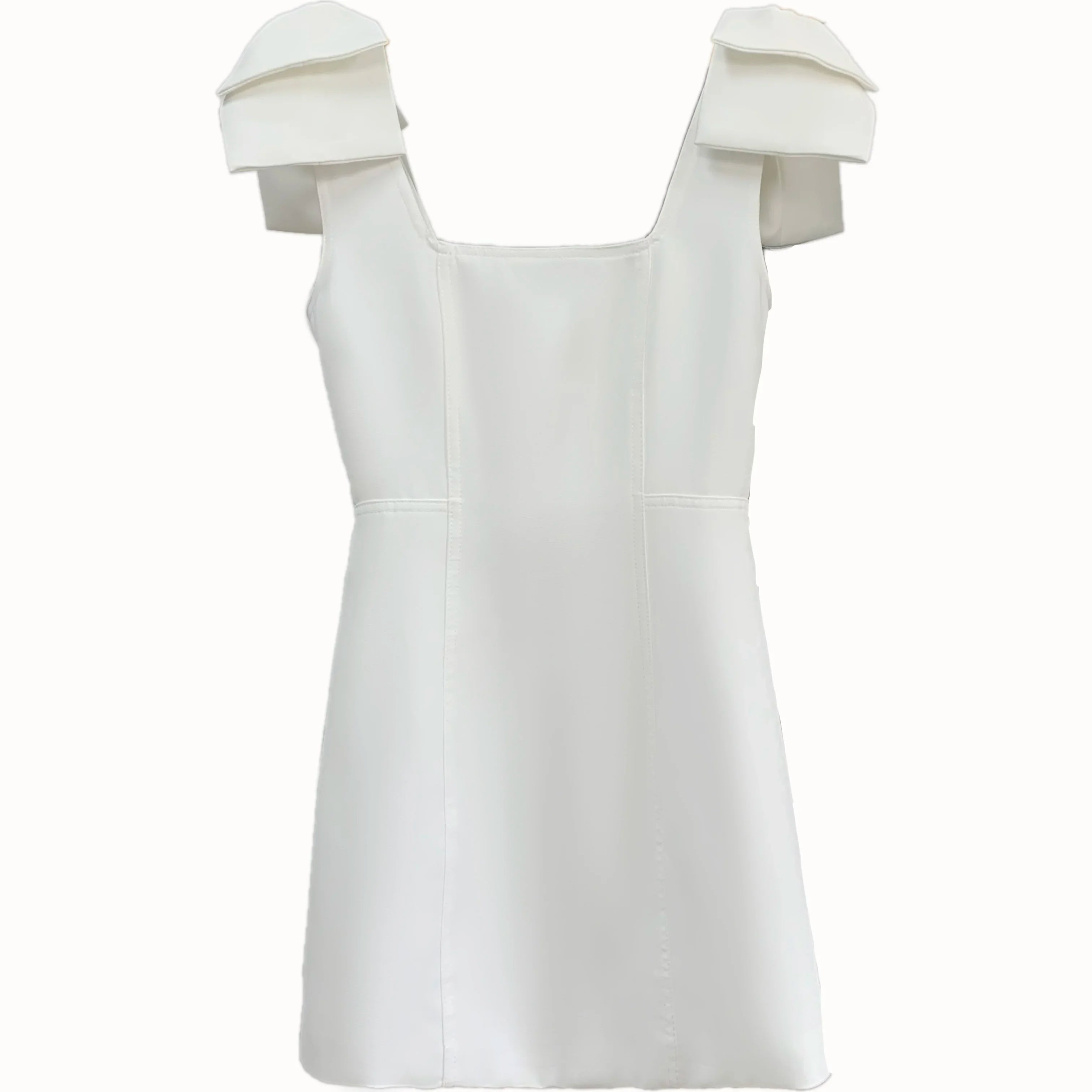 French New Female Sexy Bow Above Knee Suspender Dress Women's Summer Fashion Elegant Sleeveless A- Line High Waist Dress White