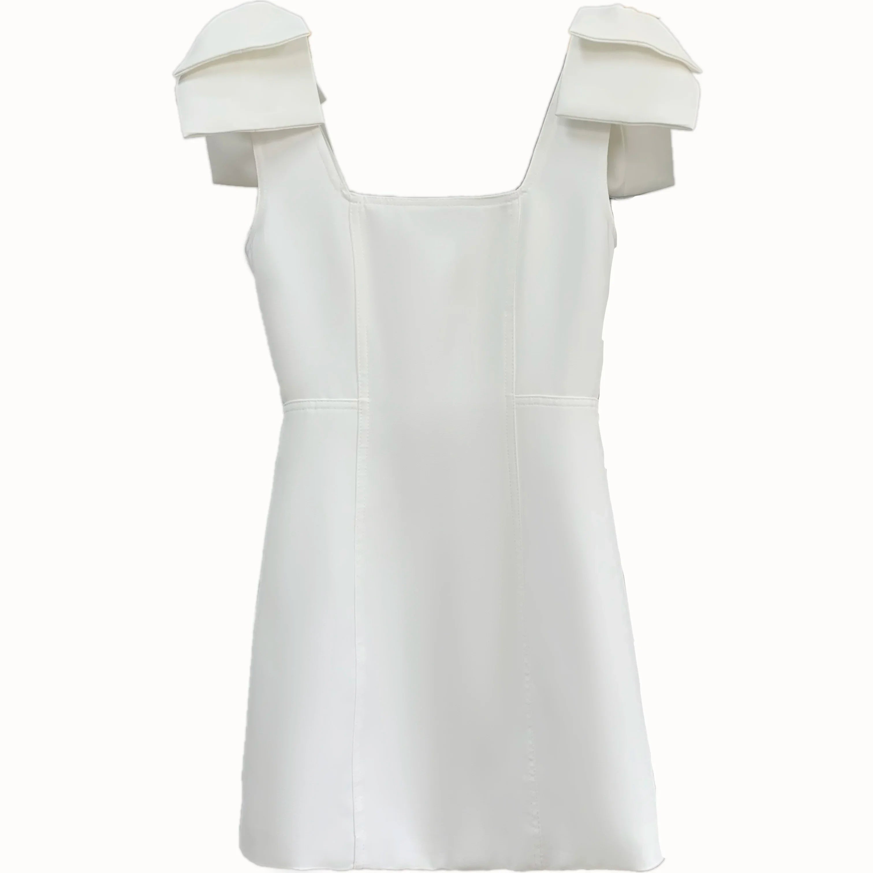 French New Female Sexy Bow Above Knee Suspender Dress Women's Summer Fashion Elegant Sleeveless A- Line High Waist Dress White