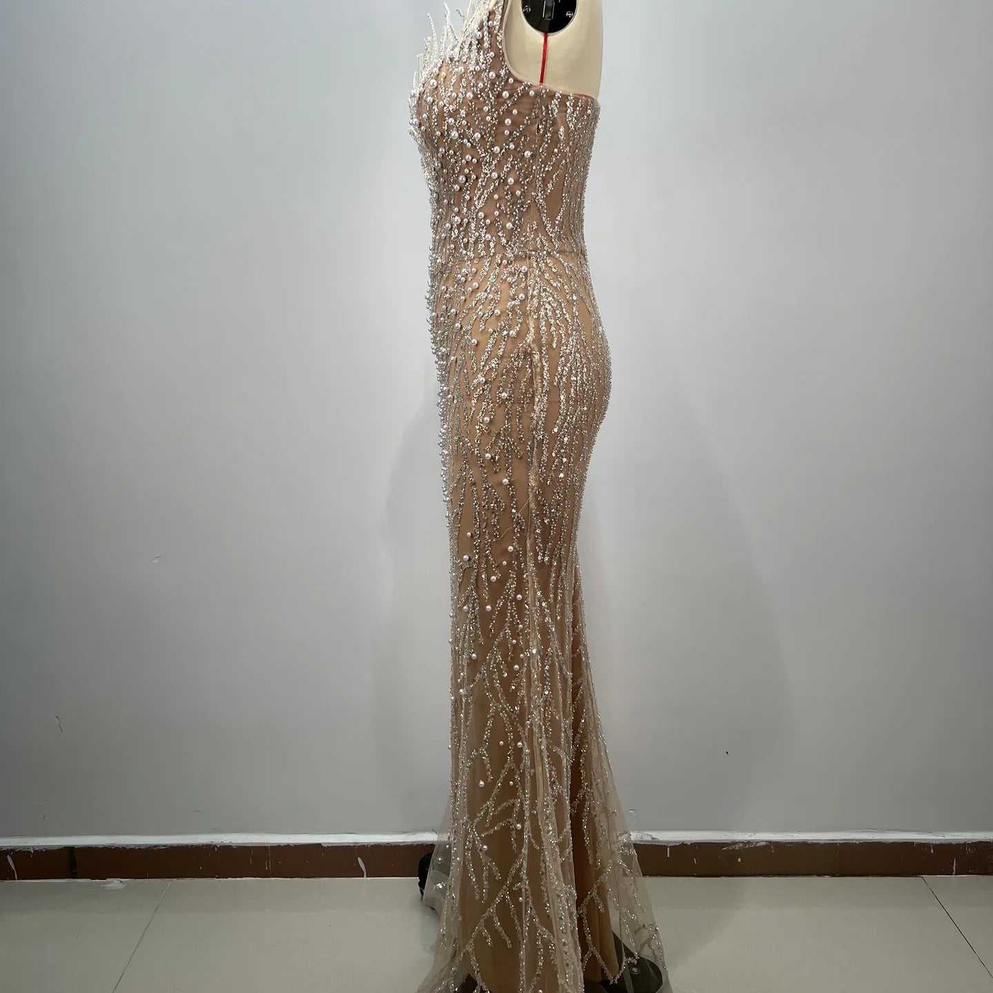 Haute couture Wedding Party dress Sequin embroidery Pearl Beading Sexy V-Neck Strapless Dress  Celebrity Birthday Party Outfit