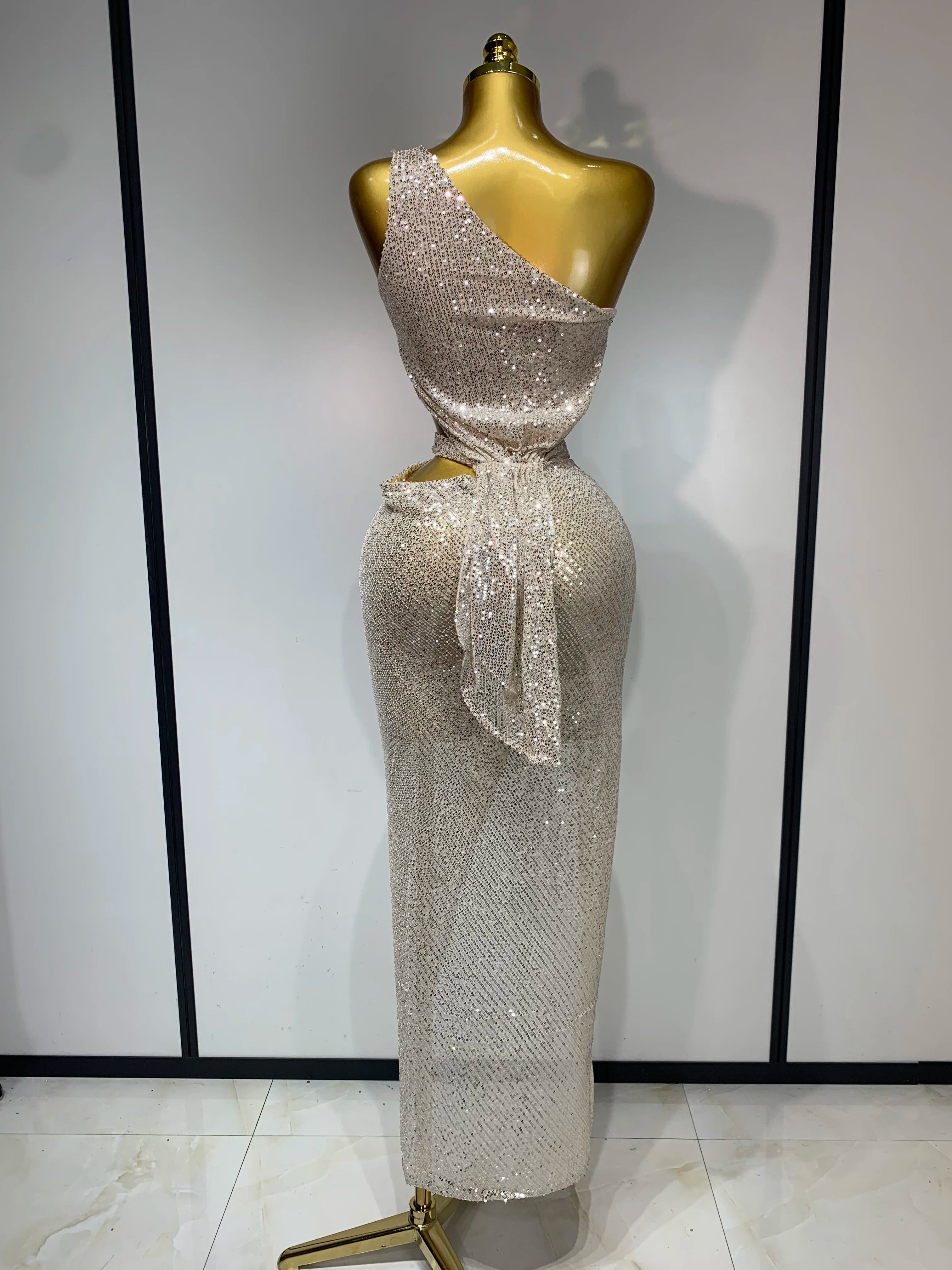 Women Sexy One Shoulder Long Dress High Street Designer Elegant Split Elegant Evening Party Luxury Birthday Dress Vestido