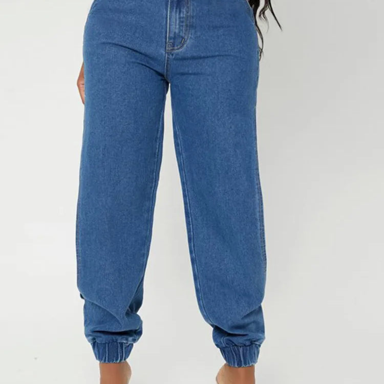 Fashion Side Of Leg Split Women's Jeans Loose Harem Pants Ladies Tie Feet Streetwear Jeans Casual Denim Pants