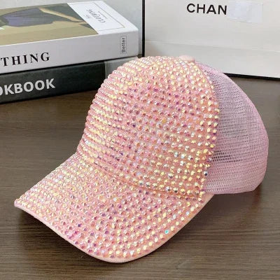 Summer Ladies Baseball Cap Korean Wild Spring and Autumn Rhinestone Caps Fashion Personality Street Highlights Hip-hop Hats MZBQ128-W fen se 55-60cm