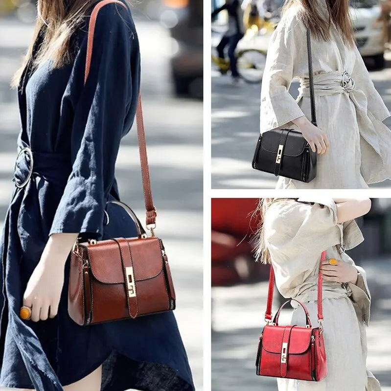 Women Flap Square Purses and Handbags Twist Lock Shoulder Bag Solid Color Crossbody Female Messenger Bag Casual Hobo Bags