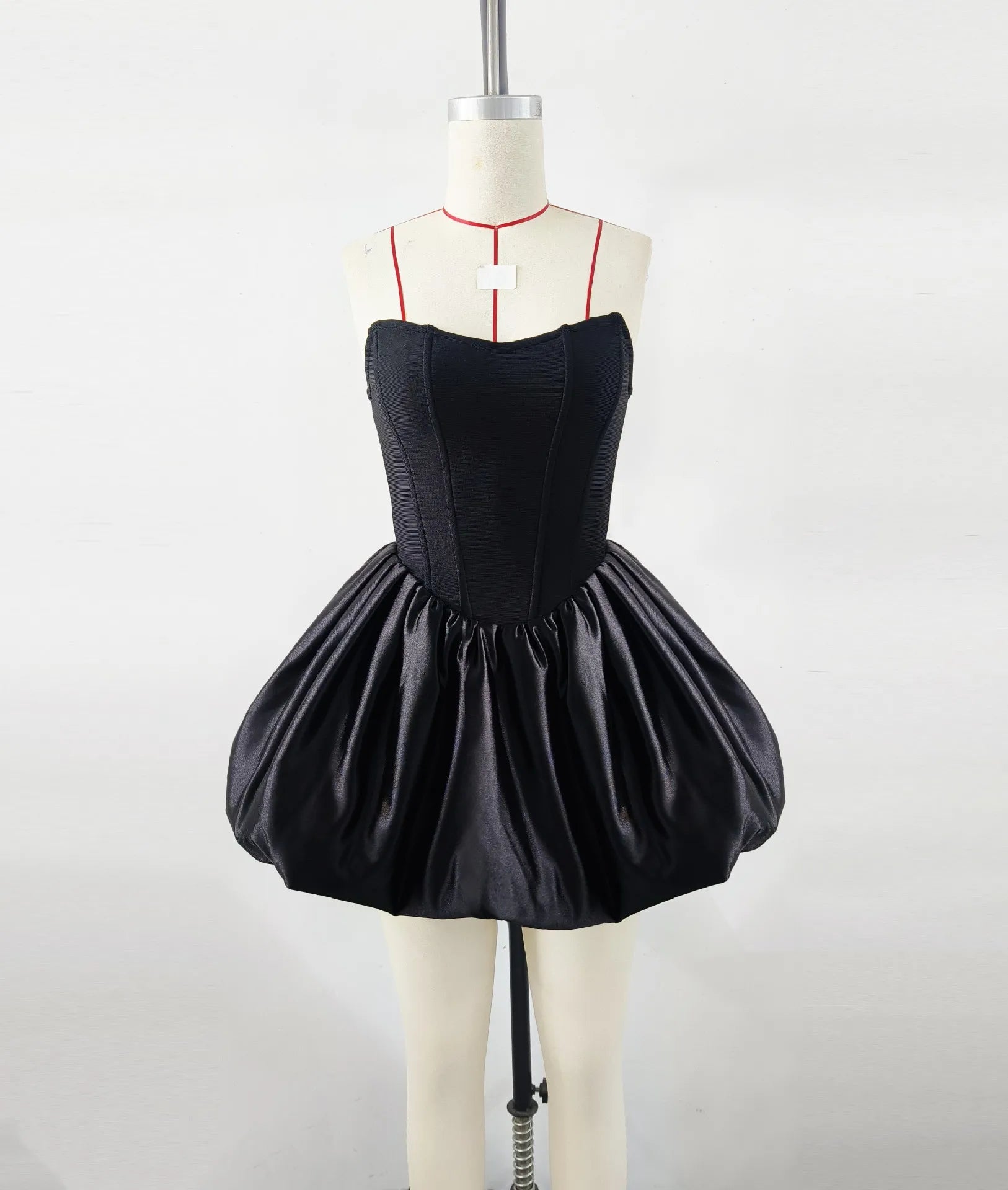 White Black Color Women Sexy Strapless Ball Gown Mini Bandage Dress Celebrate Fashion Birthday Party Girls' Vacation Dress