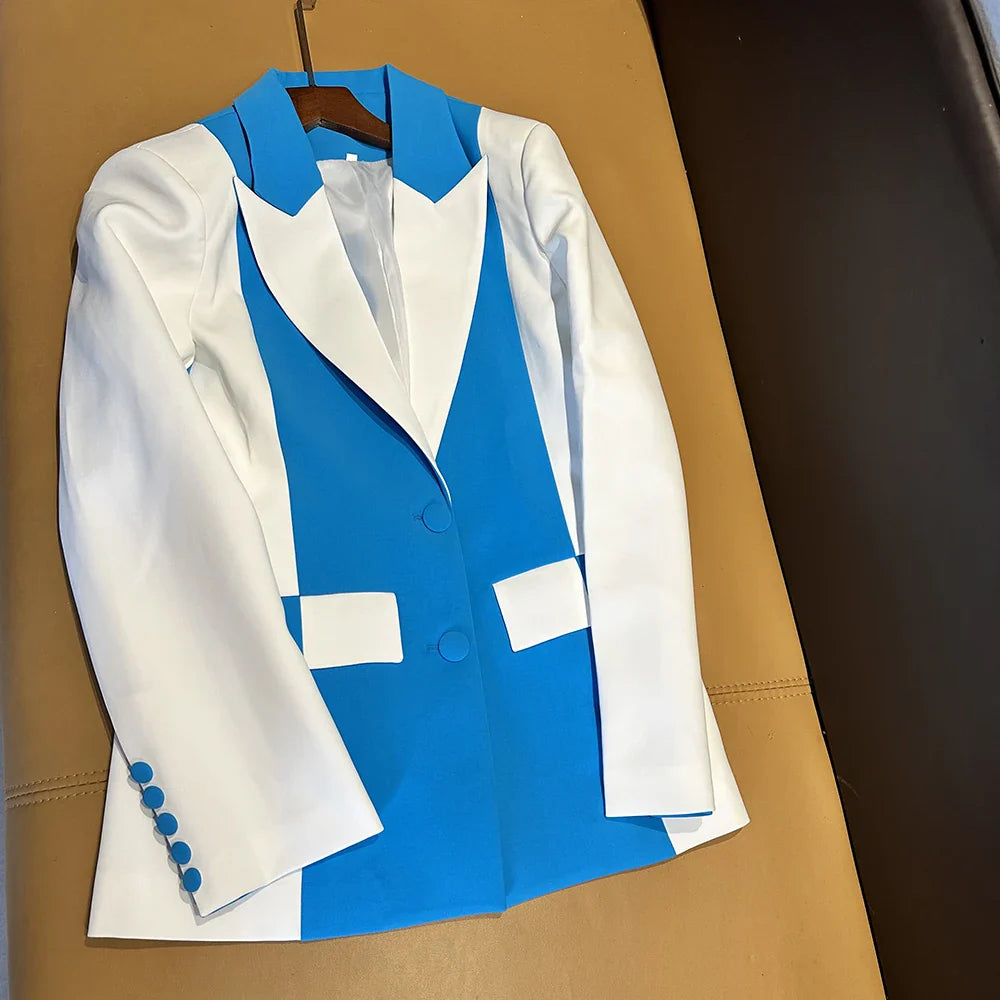 Clearance Sale Price Blazer S-XXXL Red White Black Purple Fashion Women's Blazer Outfit blue white jacket