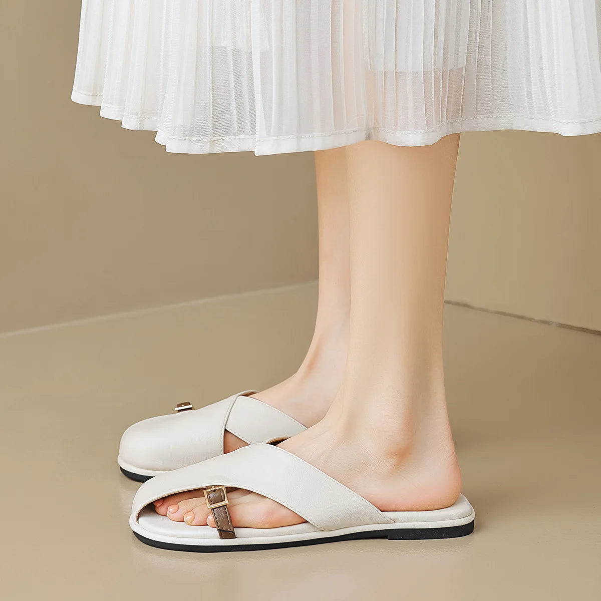 Summer Women's Outdoor Slippers Korean Style Fashion Flat Shoes Women's Casual Mary Jane Mules