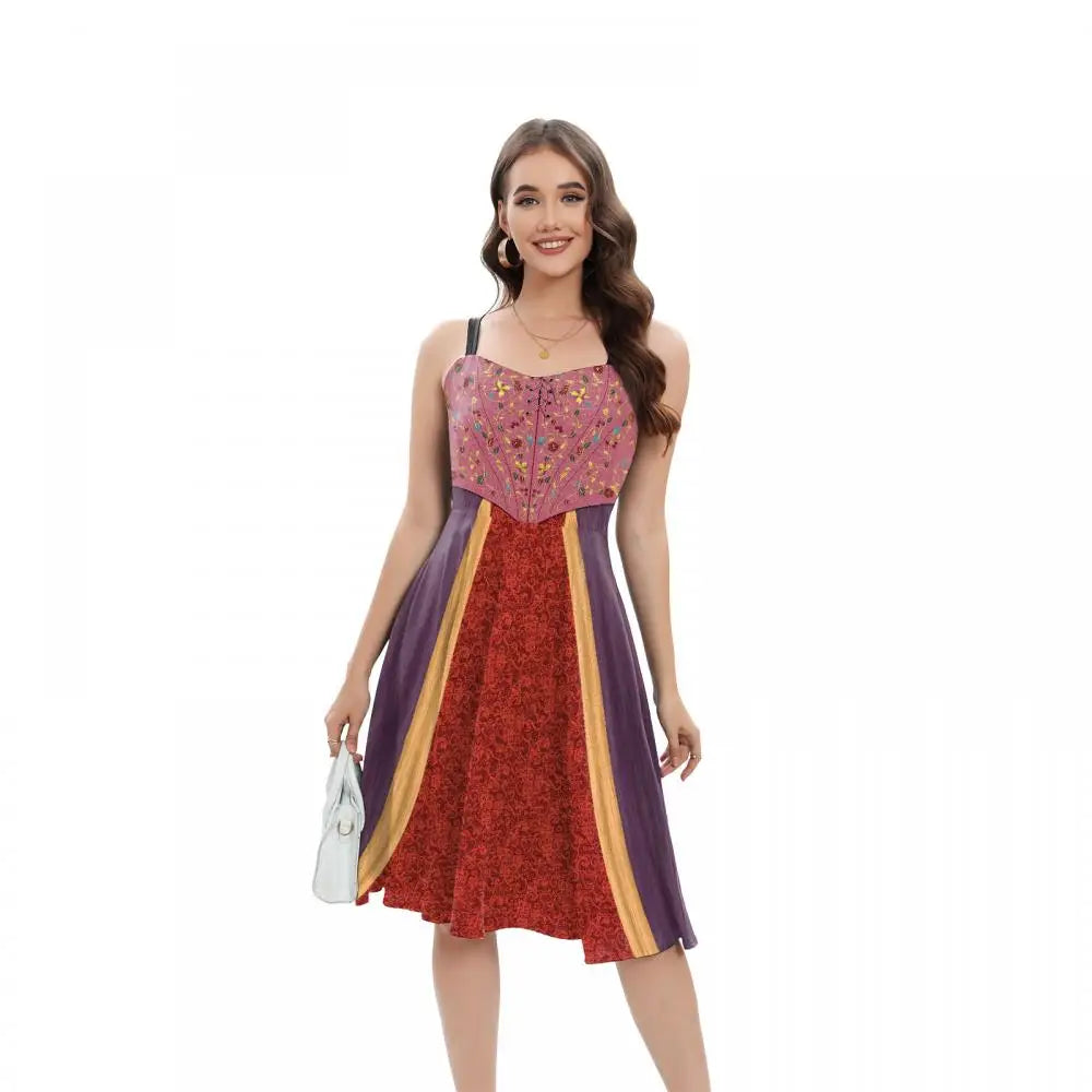 VIP FASHION Hocus Pocus Witch Dress for Women Winifred Sanderson Mary Sarah Sister Cosplay Costume Adult Halloween Classic Dress