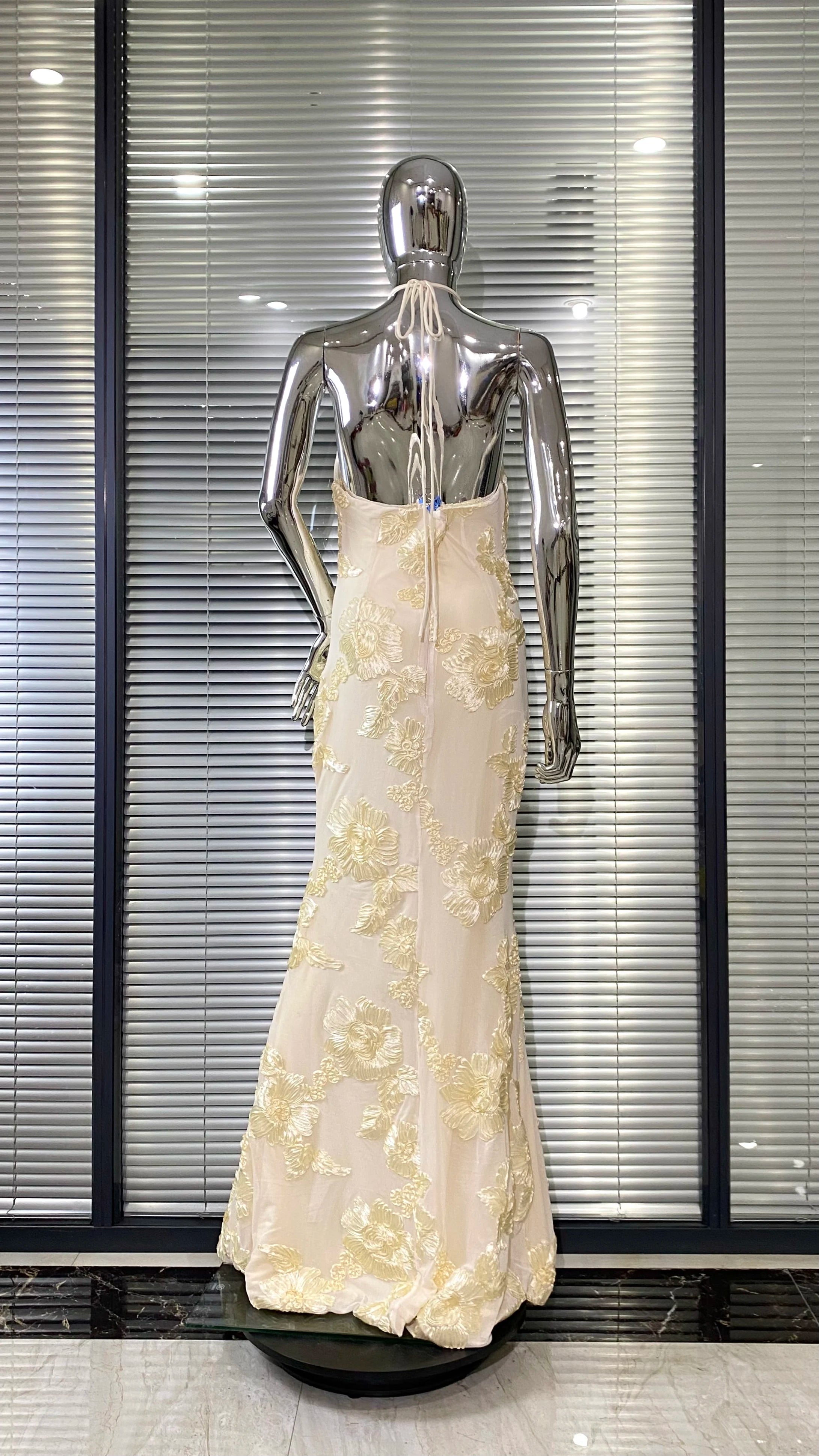 High Quality Women Sexy Halter Backless Bodycon Long Dress Florals Fashion Celebrate Birthday Party Evening Dress Outfit