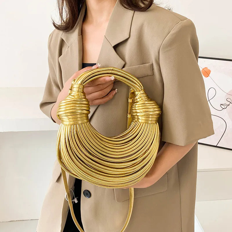Fashion Woman Handbag Luxury Line Bundle Clutch Bag Knot Cross-body Lady Evening Bag Women Handbag Designer Female Clutch Bags