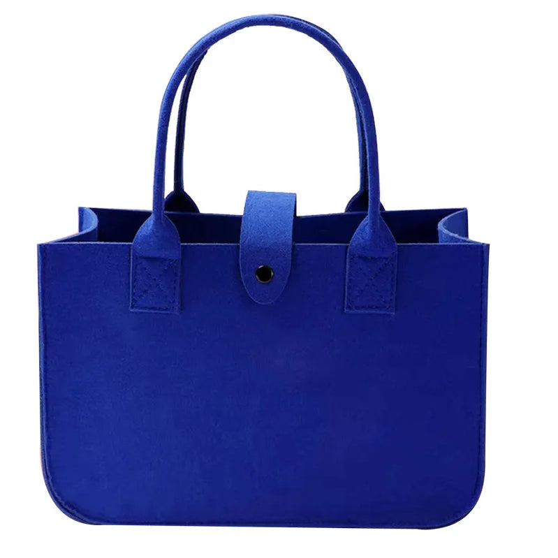 Fashion Women Winter Bag Felt Cloth Hand Bag Female Large Capacity Tote Bag Ladies Solid Color Travel Shopping Purses Royal blue