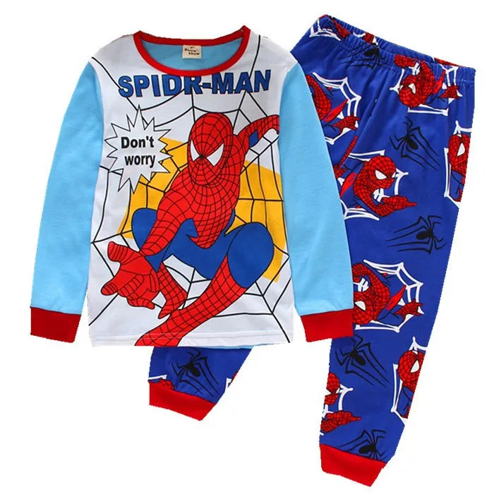 Children's Pyjamas Spiderman Iron Man Set Kids Sleepers Hero Collection Set Boys Girls Cartoon Long Sleeve Sleepwear 2-7T 125