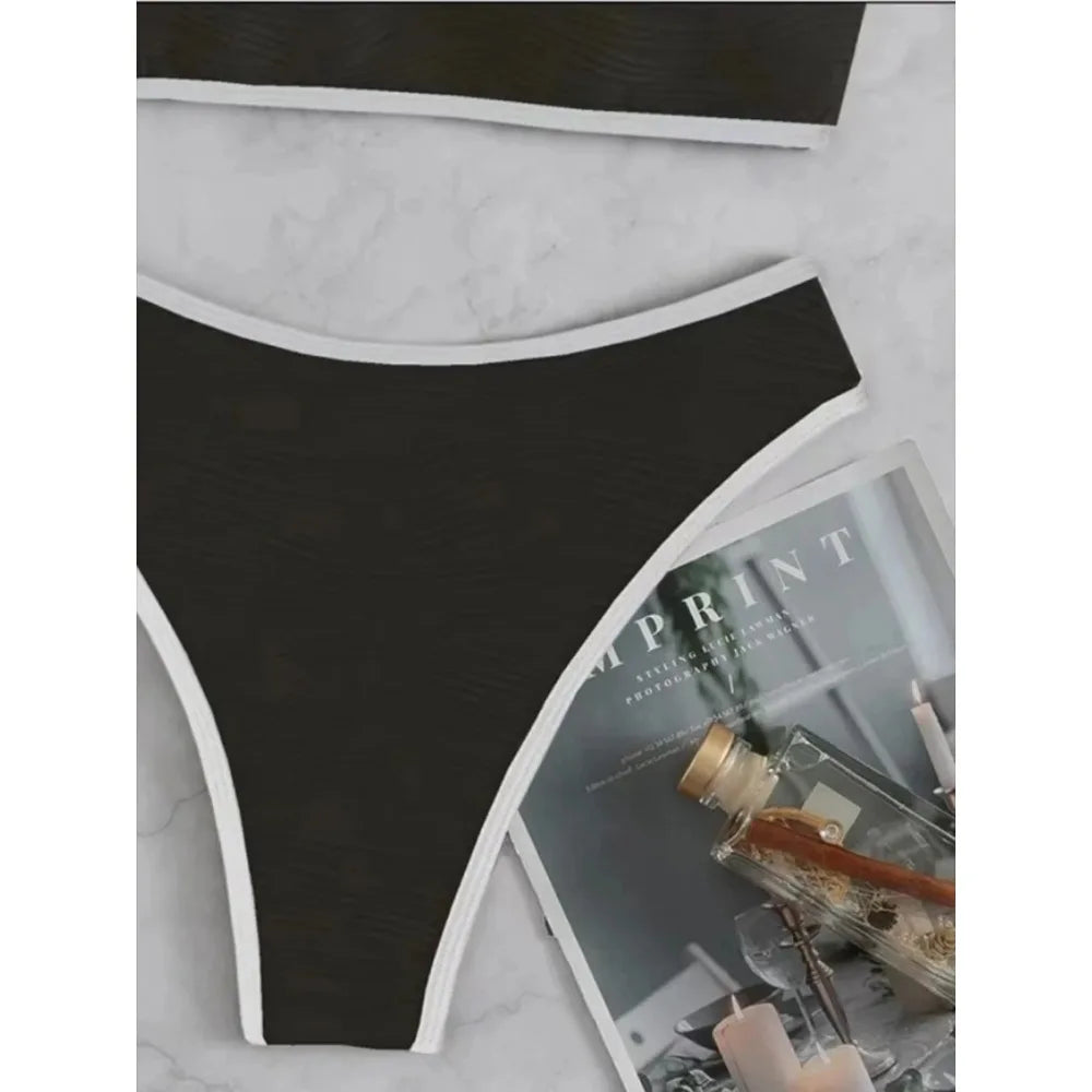 Bikini Women Swimsuit New Solid Bandeau Bikinis Set Thong Swimwear Summer Biquini 2 Piece Bathing Suit Beach Female