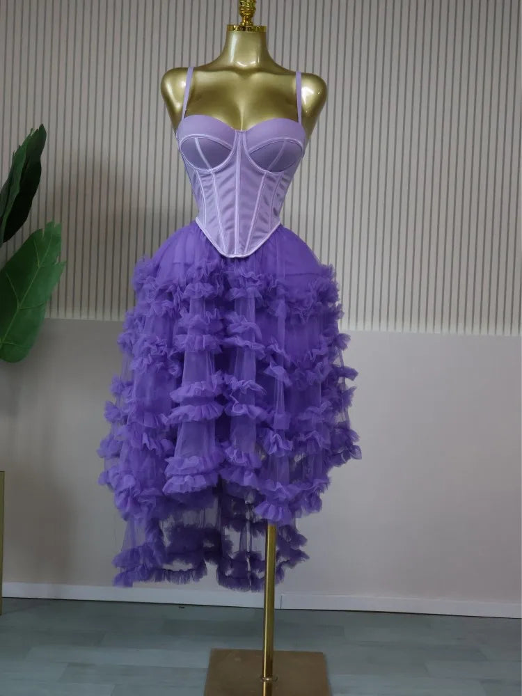 CM.YAYA Women's Dress Set Tunic Irregular Crop Top and Irregular Ball Gown Maxi Long Skirt Suit 2025 Two 2 Piece Set Outfits