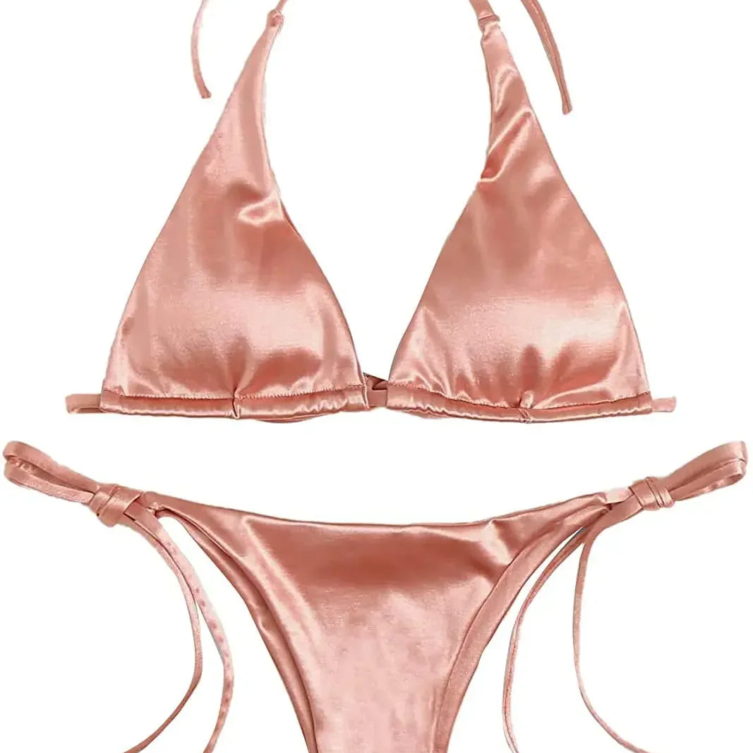 Women Sexy Micro Mini Bikini Thong Halter G-String Bra Bikinis Set Swimwear Backless New High Quality Swimwear Bathing Suits 9