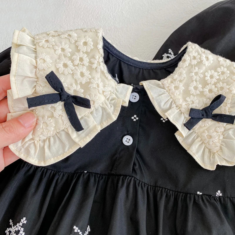 Sister Clothing Autumn Spring Kids Princess Dresses Baby Girls Rompers Long Sleeve Cotton Embroidery Children Clothes
