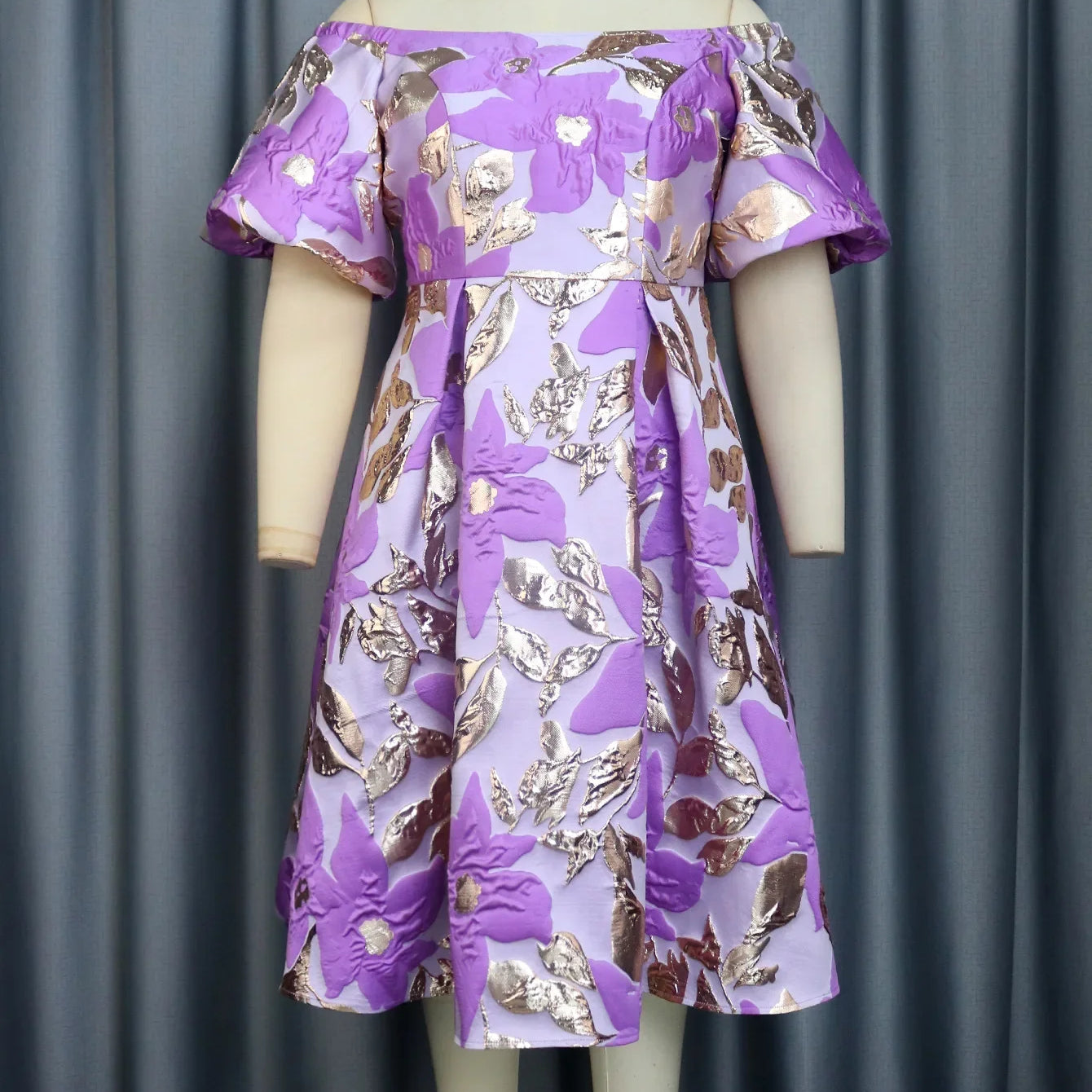 Formal Occasion Dresses Fashion Casual Jacquard Fabric A-line Skirt Autumn New Flare Sleep Printed Luxury Evening Dress 2024 Purple